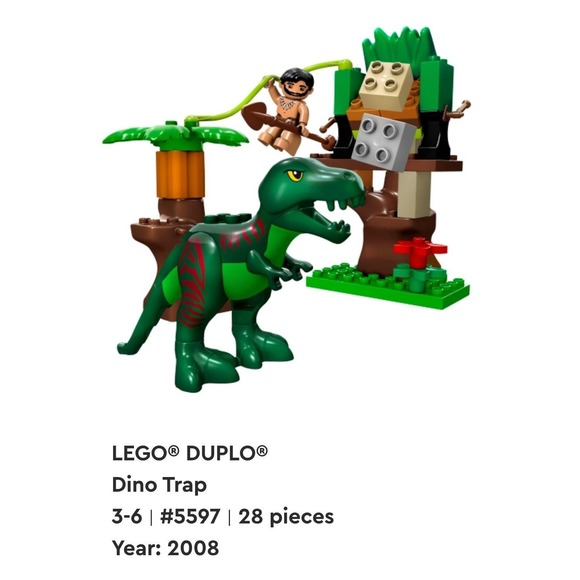 LEGO DUPLO‎ Dino Trap Set 5597 Dinosaur Caveman Playset 2008 Near Complete - Picture 6 of 7